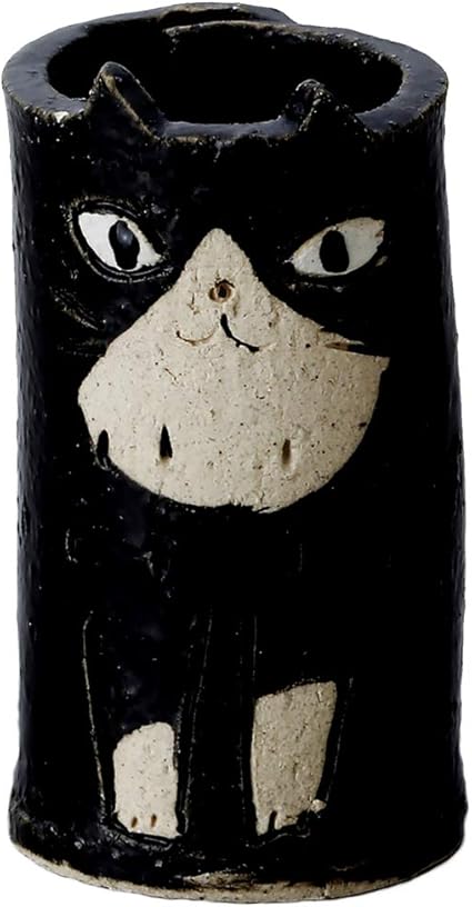 Amazon 黒猫グッズ 一輪挿し 花瓶 ペン立て 手作り黒猫 一輪立 大 ゆるかわ ネコ型 耳が可愛い ねこ顔 贈り物 ノーブランド品 インテリア 通販