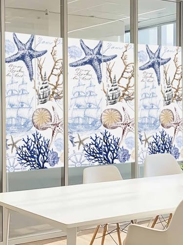 Película para ventana privacidad frost, azul y marrón, 17.7 x 39.3 pulgadas miniatura 7