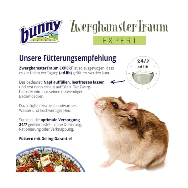 bunnyNature ZwerghamsterTraum Expert 500 g | Alleinfuttermittel für Zwerghamster | Vom Tierarzt empfohlen | Mit Power-Ingredients, Kleinsämereien & Mehlwürmern | Ohne Extrudate & Pellets | Ohne Obst – Bild 5