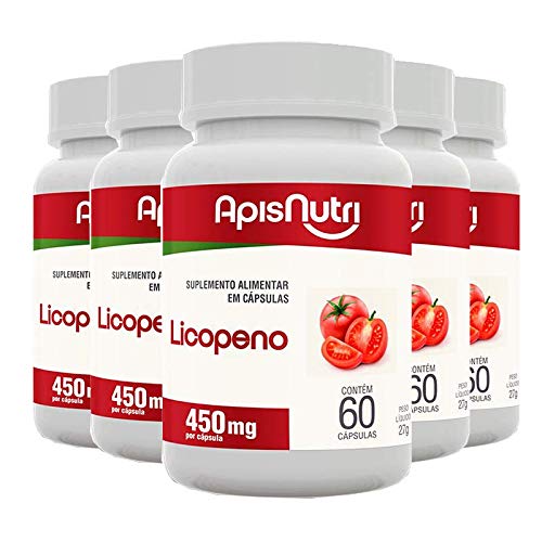 Kit 5 Licopeno de Tomate Apisnutri 60 cápsulas