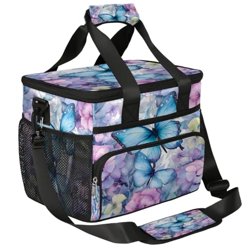 Floral Insulated Picnic Backpack Lunch Box for Women Men Picnic Basket Tote Lunch Bag Picnic Bag Portable Lunch Bags for Picnic, Beach, Work, Trip,Office, Camp Butterfly Beautiful