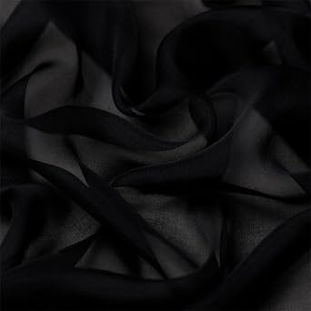 6 Momme 55Width 100% Mulberry Silk Chiffon Fabric Sheer Natural Mulberry Silk Chiffon Fabric for Sewing Clothes DIY CraftsBlack,1 Yard