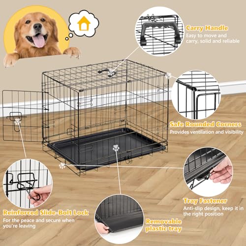 Aidoly Dog Crate, Small 24 Inch Single Door Portable Puppy Dog Cage, Metal Wire Pet Kennel with Secure Lock, Leak-Proof Pan Tray, Foldable Design for Small Dog Indoor Training and Outdoor Travel by Aidoly - Image 3
