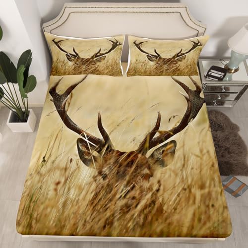 Antler Bedding Set Full Size Whitetail Deer Fitted Sheet