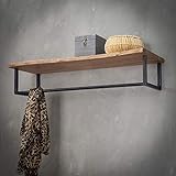 Maison ESTO Wandgarderobe Hängegarderobe Kleiderstange 100 cm breit Akazie Metall Garderobe
