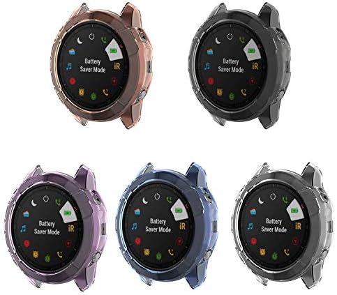 Tencloud Obudowy kompatybilne z Garmin Fenix 6X/Fenix 6X Pro / Fenix 6X Sapphire/Fenix 6X Pro solarny pokrowiec ochronny miękki TPU osłona zderzaka do smartwatcha Fenix 6X (5 szt.)