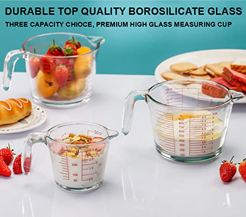 Glass Measuring Cups Set,Bpa-Free Premium Heat Resistant Borosilicate Glass Measuring Cups With Handle, Precise Measurement Dl, Cups,Oz & Ml Scale Microwave & Freezer Safe #TOP5