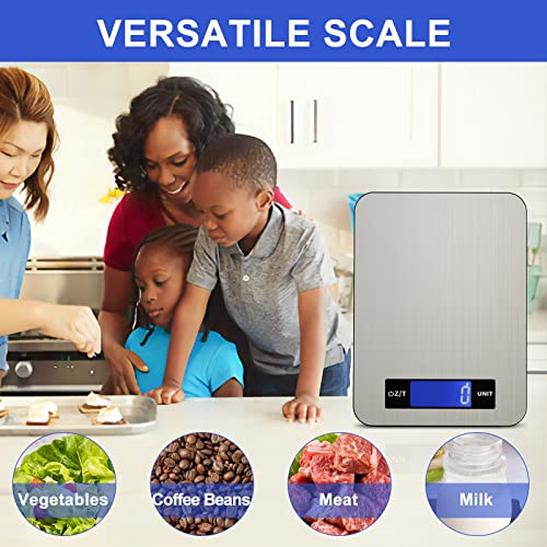 Food Scale Kitchen Scale Digital Weight Gram And Ounces/Oz, Yoncon Accurate Gram Scale 22Ib For Weight Loss, Baking, Cooking, Upgrade Stainless Steel Large Countertop, Hidden Hooks For Easy Storage #TOP4