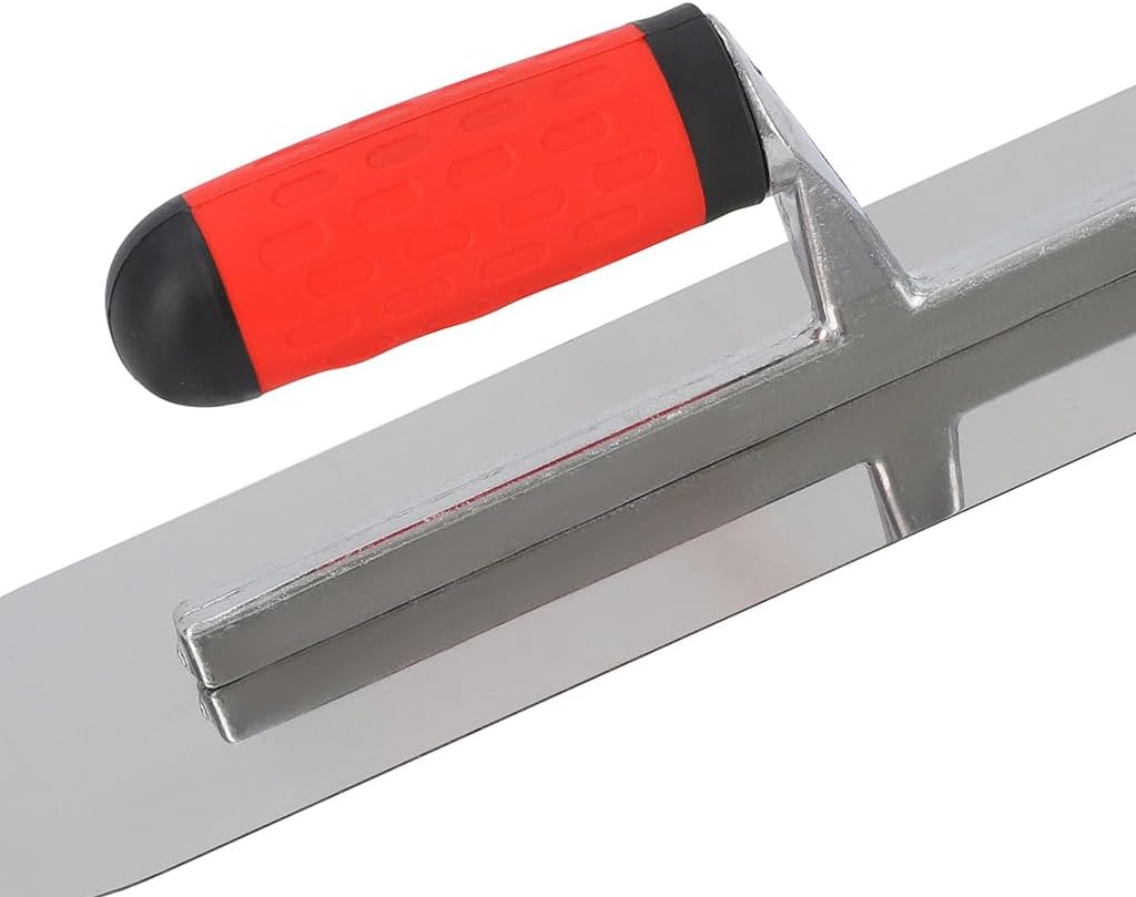 2Pcs Pool Trowel Set Stainless Steel Concrete Tools, Large Size Includes 16'' x 4'', 14'' x 4'' Masonry Hand Tool with Soft Grip Handle, Lightweight,Plastering Trowel for Drywall Plastering