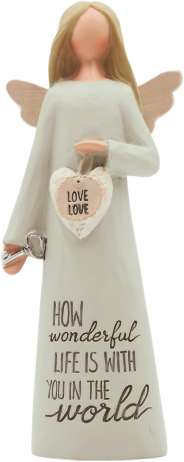 Blossom Bucket Angle Love Love Hand Painted Resin Decorative Figurine with Heart Resin with Message | Decoration for Living Room, Bookshelf for Family & Loved Once’s, White