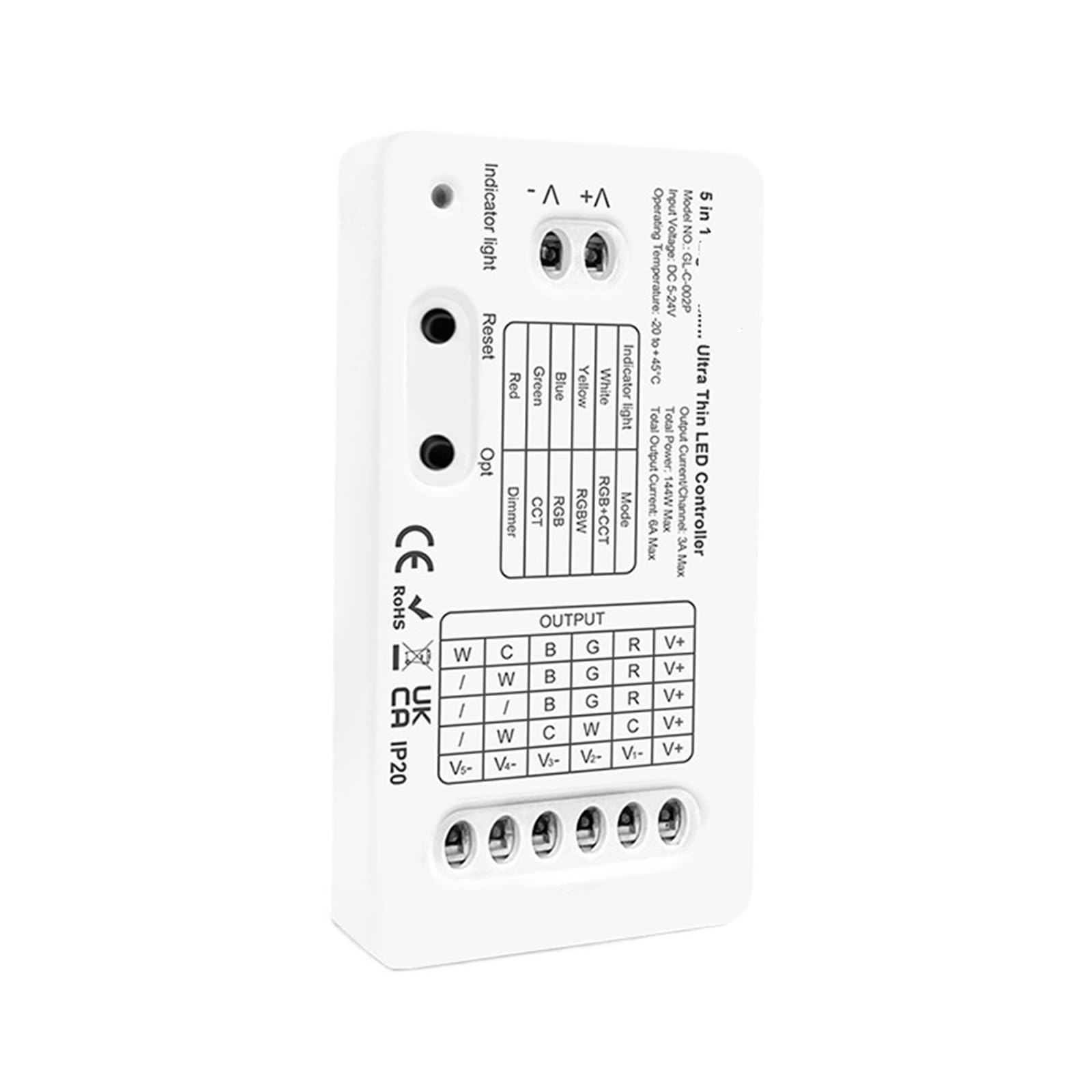 Module de contrôle LED 5 en 1 Mini régulateur RGB/CCT haute précision
