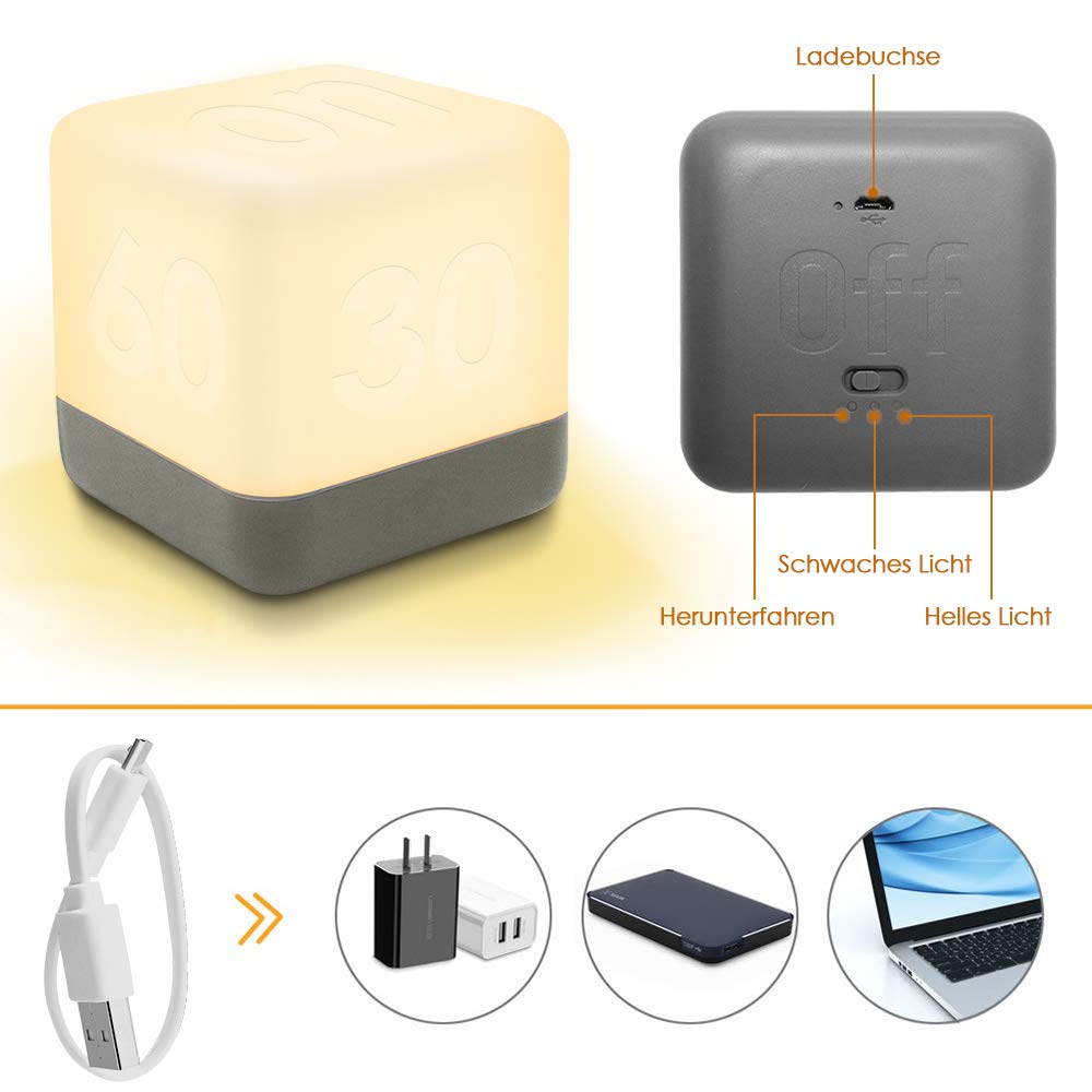 lampka nocna LED, lampka nocna, alarm, 6 trybów inteligentnego budzika, 2 poziomy jasności, lampka nocna do czytania, ochrona oczu podczas snu, dla dzieci