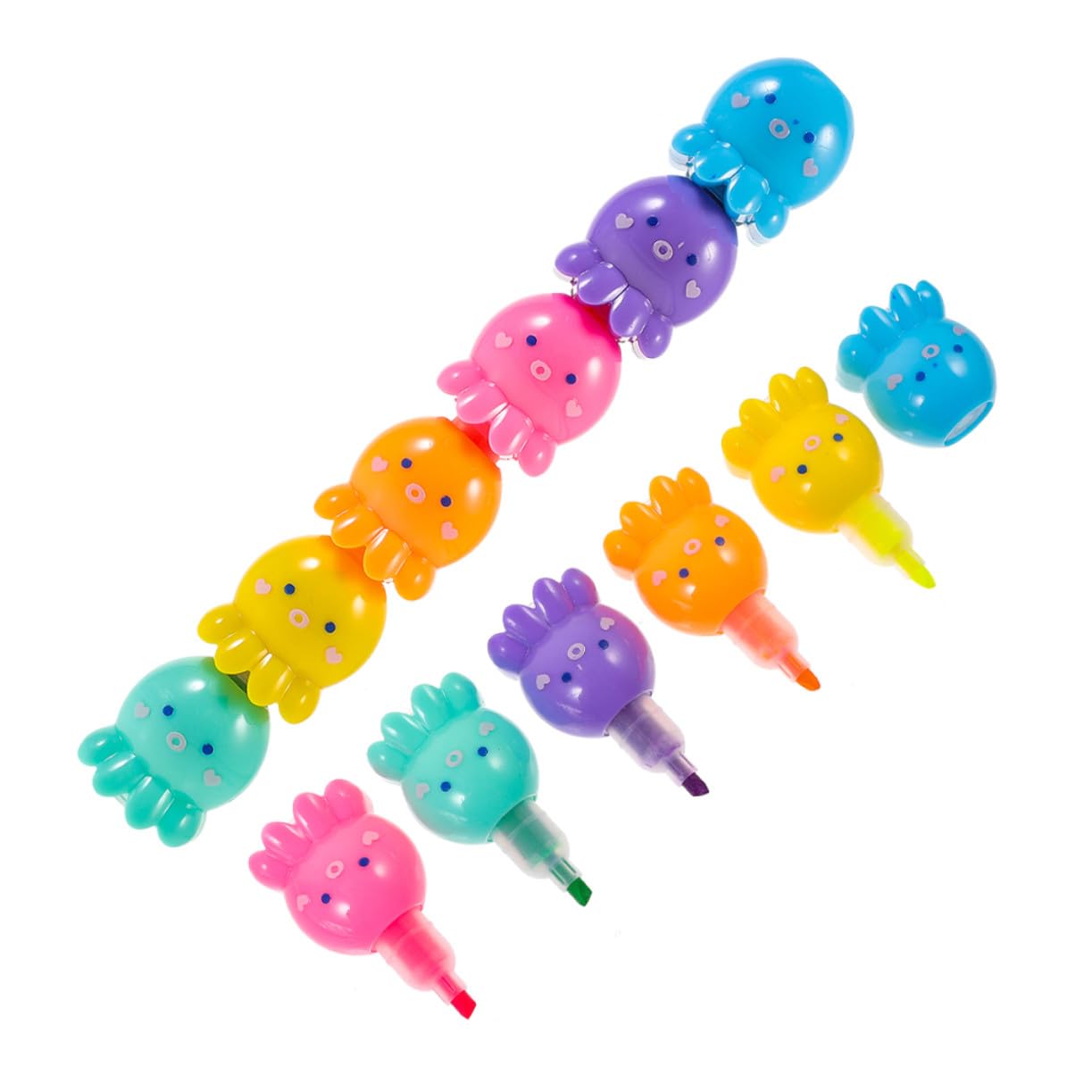 2 Set Evidenziatore a polpo evidenziatori impilabili materiale scolastico per scrivere penne scrittura fluorescenti cancelleria per studenti fluorescente plastica