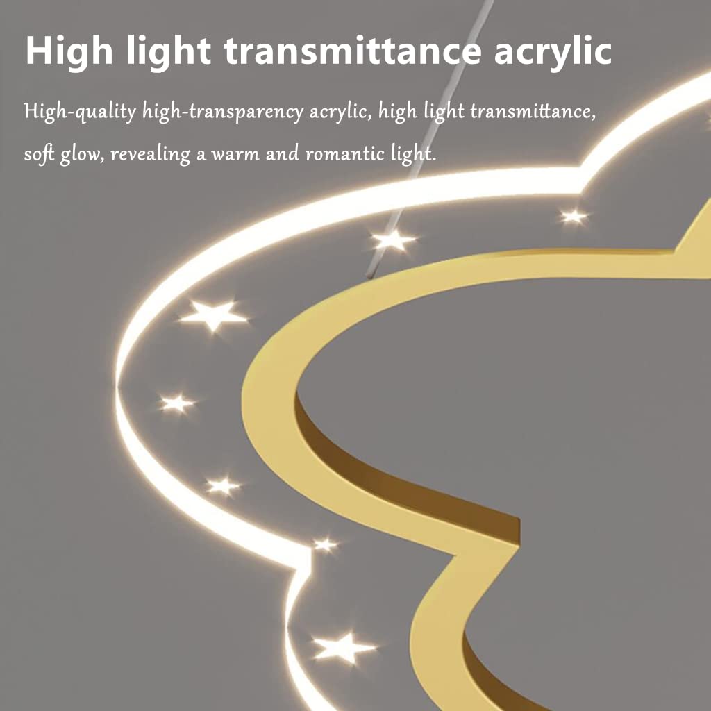 Lámpara de araña LED con diseño de Cielo Estrellado y Flores, Ideal para Habitaciones Infantiles. Lámpara Colgante Regulable con Mando a Distancia, Comedor, dormitori