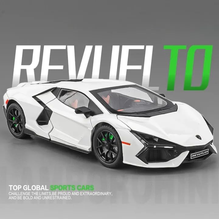 Image of Alokik Enterprise Compatible for 1:24 Lamborghiini Revuelto Sport Toy Car Model, Diecast Collectible Pull Back Model Car with Sound and Light, Toy Gift Vehicles for Adults Kids Boys Girls【White】