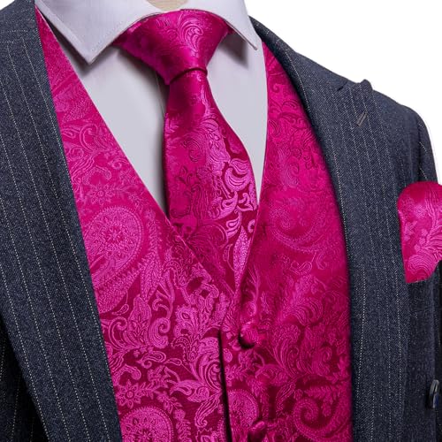 Image of Barry.Wang Formal Men Flower Vest Paisley Jacquard Silk Ties Suit Waistcoat Set Wedding 5PCS