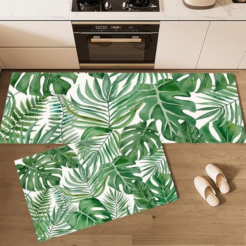 Alfombra de cocina de 2 piezas tropical lavable para pasillos interiores 4