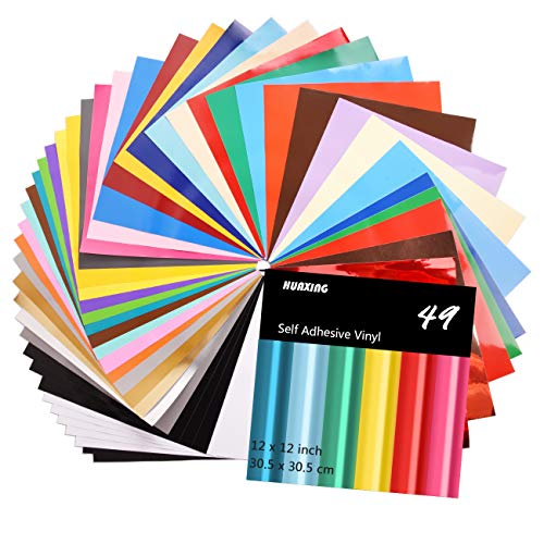 HUAXING DECO Permanent Self Adhesive Backed Vinyl Sheets - 12” X 12”