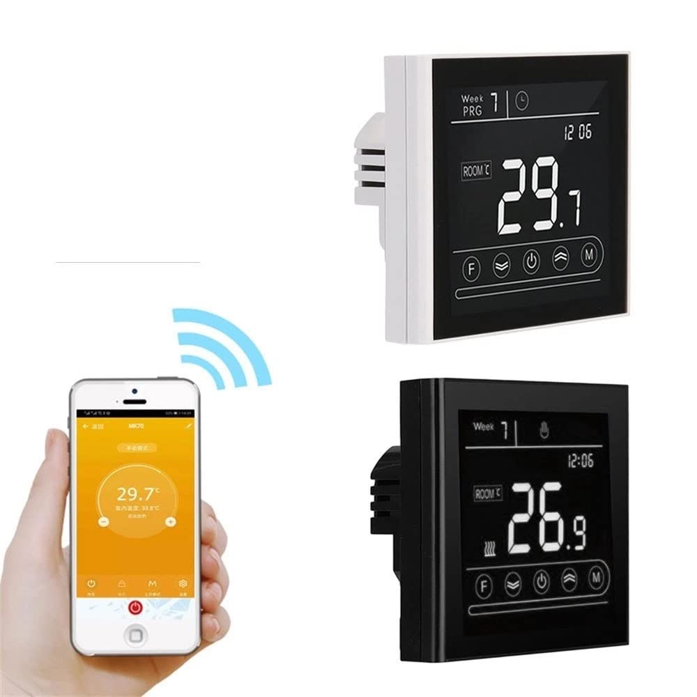 Termometro da interno igrometro digitale TUYA Riscaldamento elettrico Smart WiFi Termostato Riscaldamento Termostato Touch Screen App Mobile Controller Con display LCD(Noir)