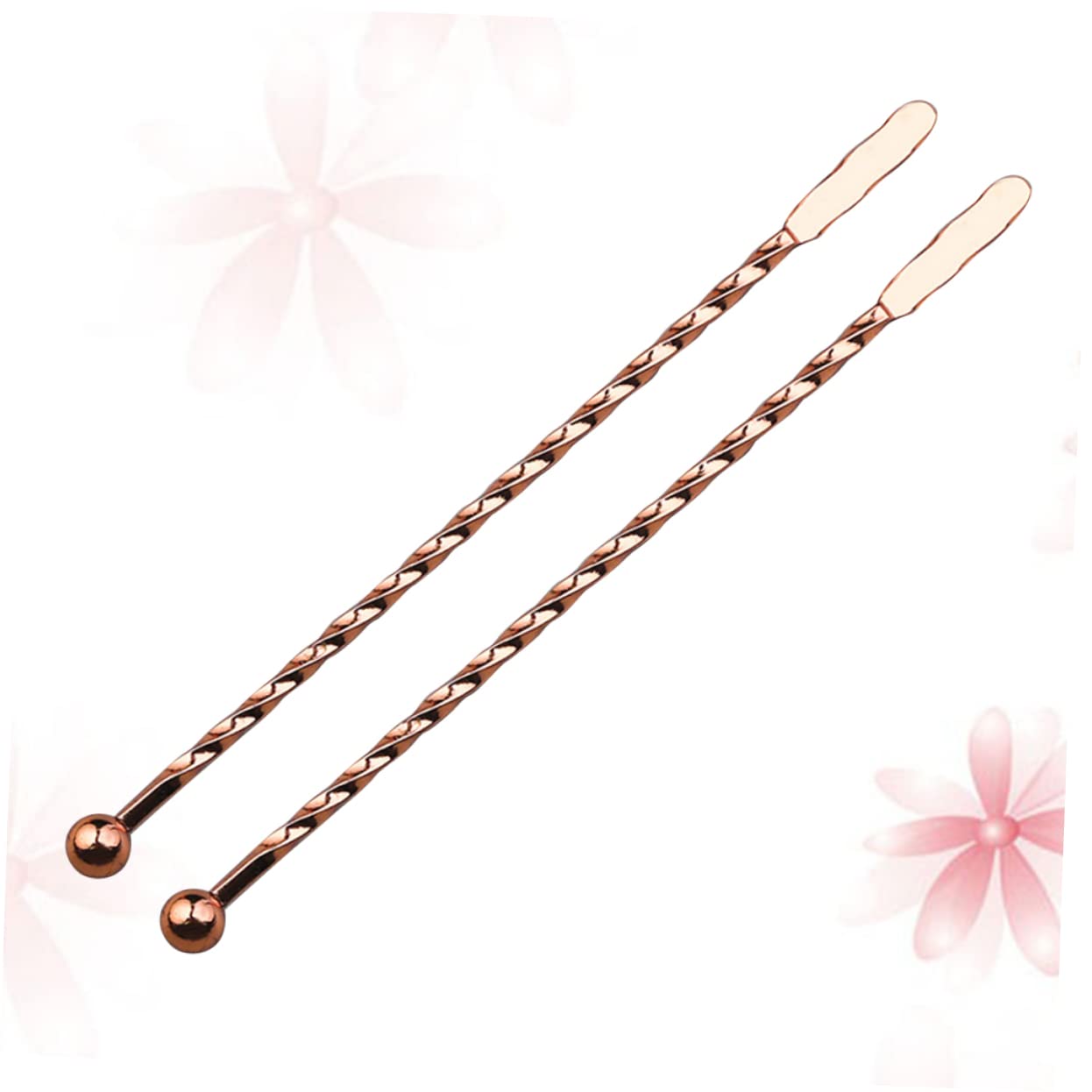 Unomor Bar Cocktail Muddler Drink Mixer Stirring Sticks 10pcs 304 Stainless Steel Swizzle Sticks Thread Rose Gold for Cafe Restaurant