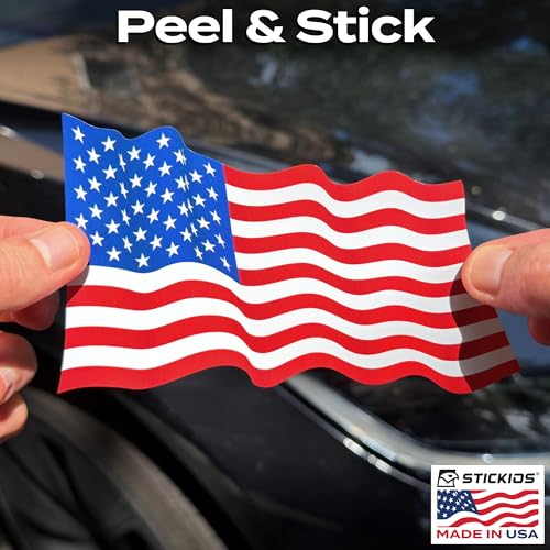 Image of Stickios Wavy American Flag Decal - Made in USA
