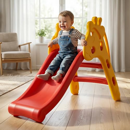 Image of Baybee Baby Slides for Kids | Perfect Outdoor Garden Sliding with Climbing & Anti Slip Steps | Baby Play Area Indoor Setup for Babies | Freestanding Slider for Kids 2+ Years (Giraffe)