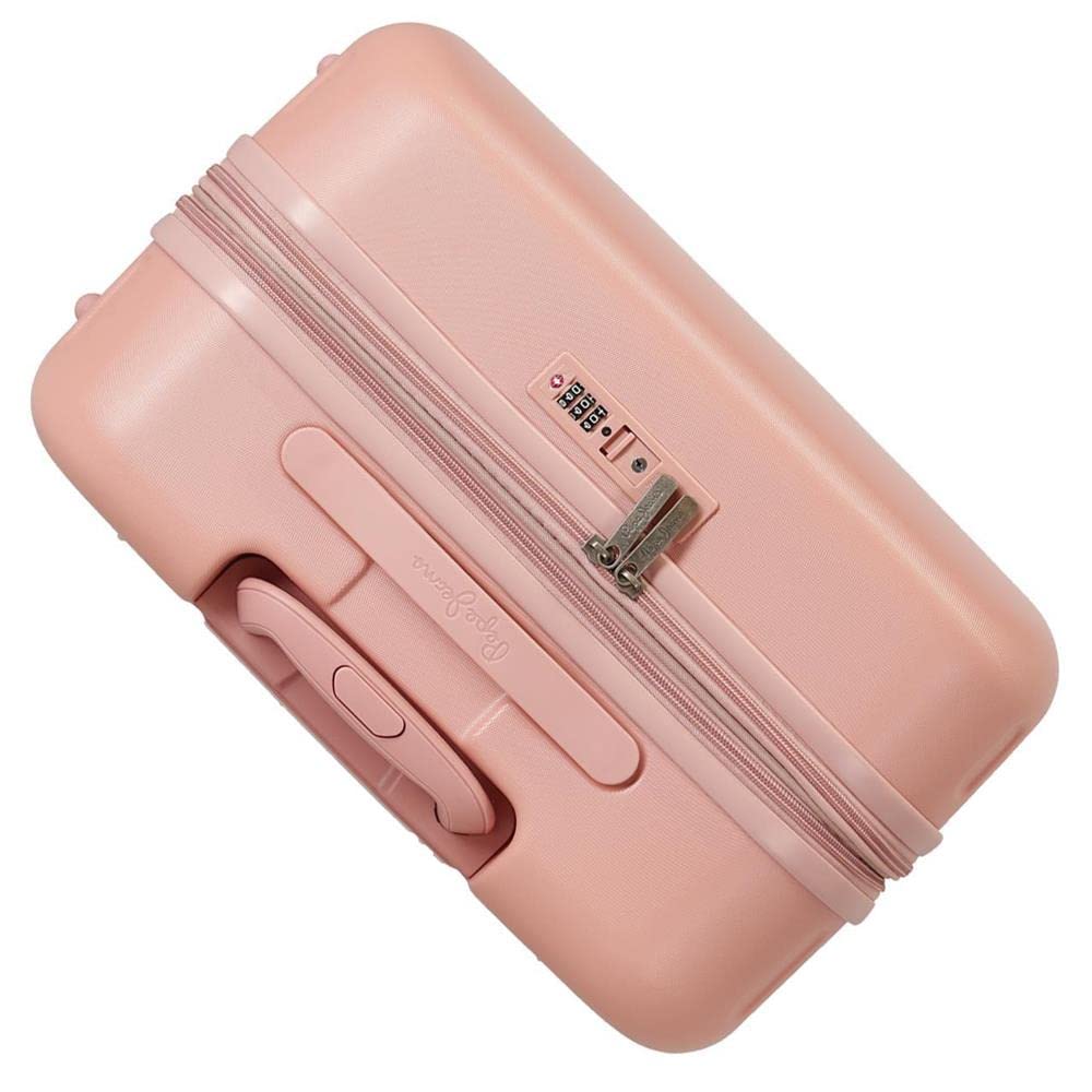 Pepe Jeans Carina Juego de maletas Rígida, Rosa, 4 Ruedas dobles