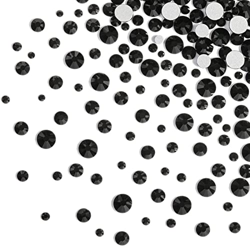Image of Beadsland Rhinestones for Makeup,8 Sizes 2500pcs Black Flatback Rhinestones Face Gems for Nails Crafts with Tweezers and Wax Pencil,Black,SS4-SS30