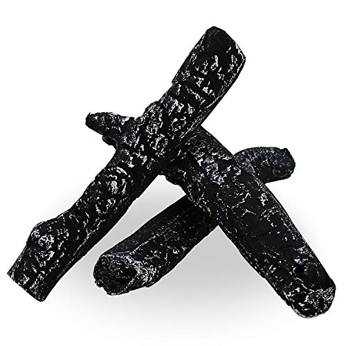 Hisencn Woods Logs Set for Outdoor Fireplaces & Fire Pit, Ceramic Realistic Kit