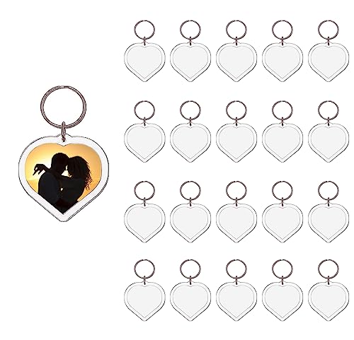 Image of BetterJonny 20Pcs Acrylic Picture Keychain Blanks in Clear Acrylic Picture Frame Keyrings