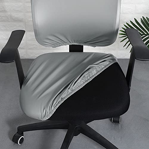 Bestenrose Waterproof Office Desk Chair Cover PU Leather Computer Chair Covers Chair Slipcovers Removable Rotating Chair Seat Cushion Protector Cover (Grey - Image 4