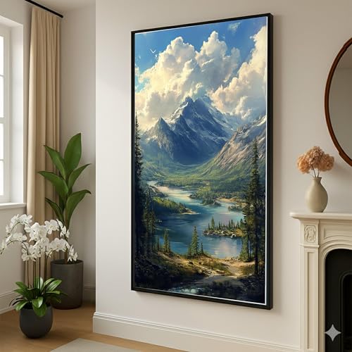 Tableau de paysage de montagne pour illuminer un mur blanc vide