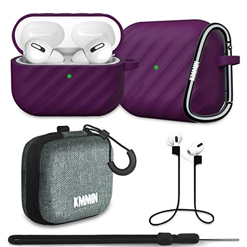 Funda Silicona AirPods Pro,KMMIN Funda Silicona líquida Compatible con AirPods Pro,AirPods Accesorios,Resistente a Los Golpes y Arañazos,Funciona con Carga Inalámbrica?Morado Oscuro