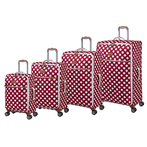 it luggage Summer Spots 4 piece Softside 8 Wheel Lightweight Set, Red, 4 Piece Set