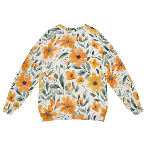 JUNZAN Cute Summer Orange Flowers Little Kids Sweatshirt Hoodie Fleece Fall Tops Shirts Party 4T2
