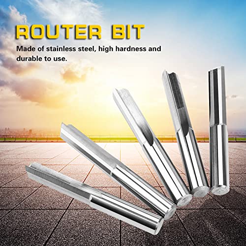 Milling Cutter, 5PCS 6x22mm Stainless Steel Router Cutting Bit Double Flute Straight Slot CNC PCB Woodworking Engraving Cutting