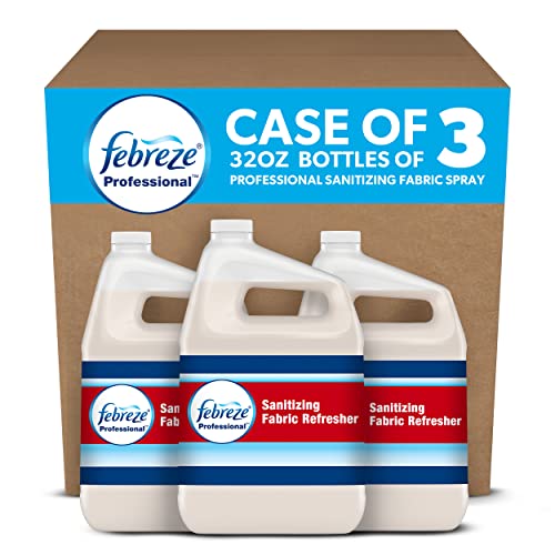 Image of Febreze Professional Sanitizing Fabric Refresher, Bulk Sanitizing Spary for All Fabrics in Hotels, Restaurants and Businesses, Fresh Clean Scent, Ready-to-Use, 1 Gal. (Pack of 3)