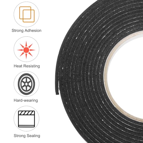 Image of uxcell 2pcs Rolls Single Sided Foam Tape Removeable EVA Sponge Mounting Tape Strong Adhesive Tape Strips(Black, 13ft x 1 /2 inch x 1 /8 inch) for Home Paint Wall Hanging Poster Decor