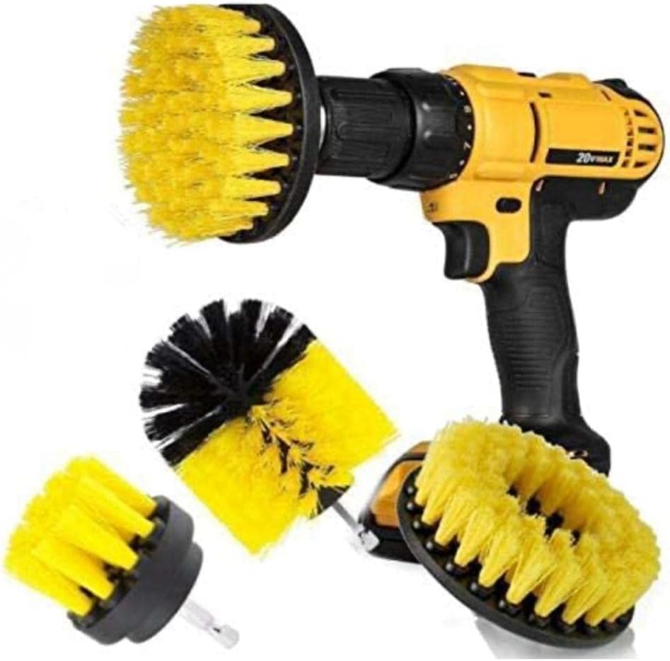 Drill Brush Attachment Set - Bathtub, Floor, Toilet, Kitchen, Tub, Shower, Tile, Grout Stain Remover - Automotive All Purpose Power Scrubber Cleaning Kit
