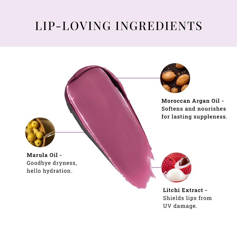 Image of Moisture Shine Satin Lipstick, Transfer-Proof, Festive Crush, 4g | Marula Oil, Moroccan Argan Oil, All-Day Wear, Glossy Shine, Rich Payoff, Ultra-Creamy, Hydrating, Vegan & Paraben Free