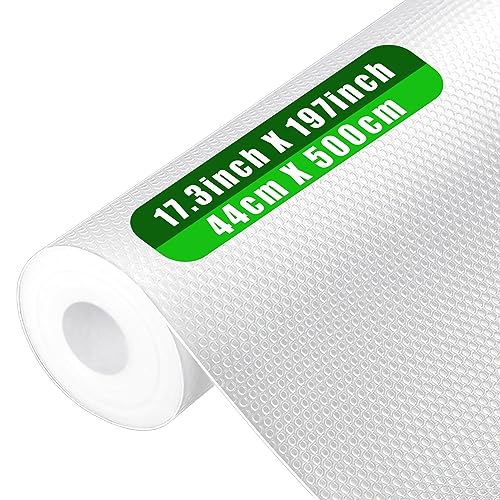Shelf Liner Non Adhesive Drawer Liner Washable Plastic Cabinet Liners Fridge Liners 17.3 x 197 Inch Cupboard Pad for Kitchen Pantry Refrigerator, 44X500 cm