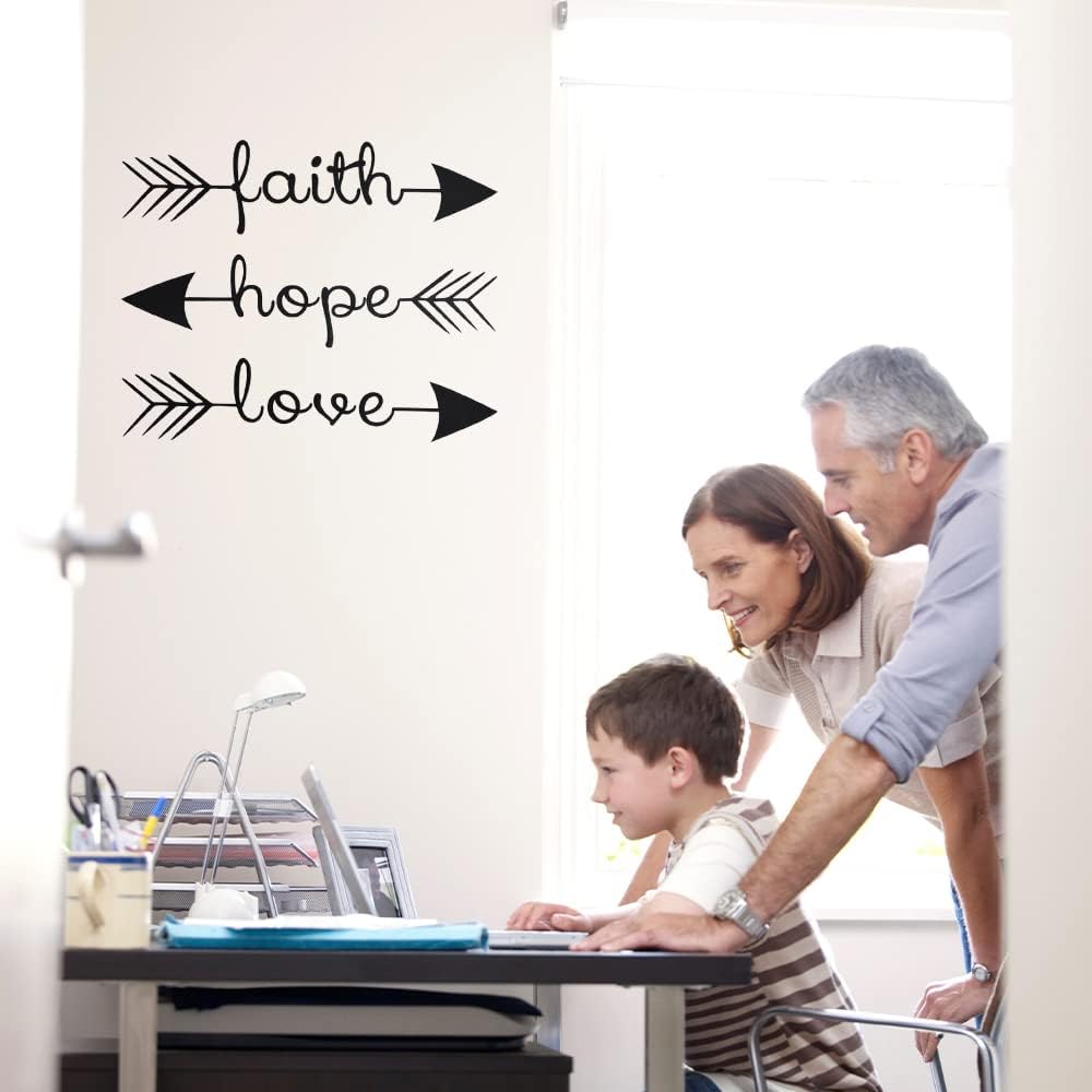 Stonges Wall Decals Faith Hope Love Family Wall Quotes Bible Verses Arrow Art Mural Psalms Vinyl Stickers Bedroom Living Room Decor
