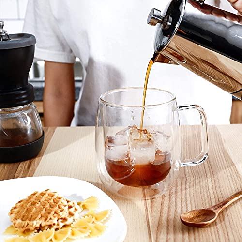 Image of Double Wall Thermal Insulated Mug for Drinking Tea,Coffee,Espresso,Juice,Wine,Latte, Cappuccino Stackable Glass Cup 250 ML Each. (06A Pack of 2)