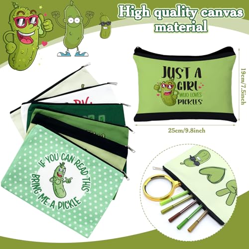 6 Pcs Pickle Gifts Bulk Funny Makeup Bag Portable Zipper Pouch Bag Travel Pouch Christmas Party Gifts Bulk for Women Friend Pickle Lovers Party Favors3