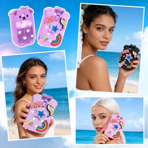 Image of Mity rain Hand Sanitizer Spray Case Compatible With Touchland, Cute Silicone Hand Sanitizer Holder Keychain with 4 Charms, Portable Refillable Sanitizer Accessory, Gift for Women And Teens