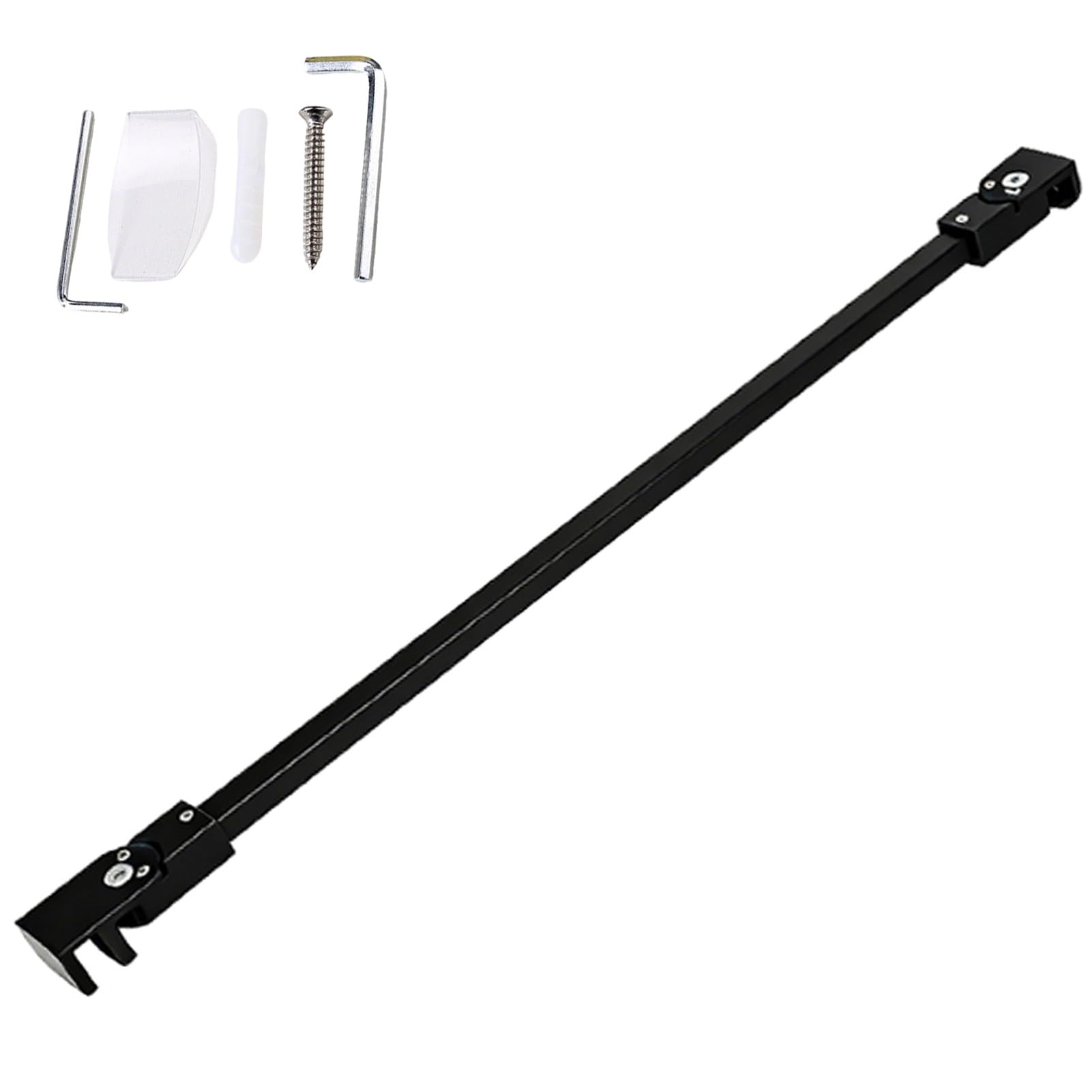 Dailify Matte Black Shower Screen Support Bar Metal Shower Arm Support Bracket With Screw & Plastic Pad, Solid Stabilizer For 8 - 12 Mm Thick Glass Enclosure, Square Bathroom Screen Brace Bar(,50Cm/19.7In)