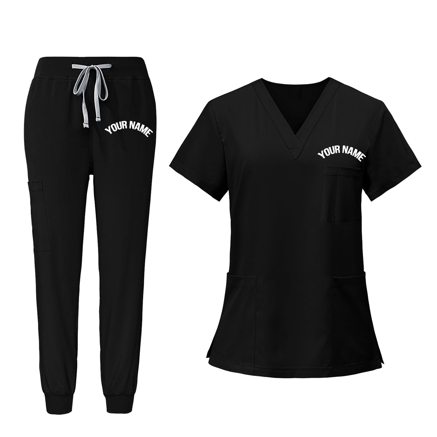 Goldfly Custom Scrubs for Women V-Neck Yoga Jogger Tops Pants Customize Medical Nursing Uniform Scrub Set