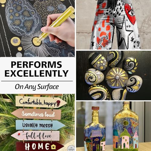 Image of SFAIH Acrylic Paint Pens, 0.7mm Extra Fine 2-3mm Medium Tips, 8 Count Pens | High Coverage, Rock, Paper, Wood, Fabric, Glass, Metal, Ceramic, Painting, DIY Art Projects, Crafts, Large Capacity