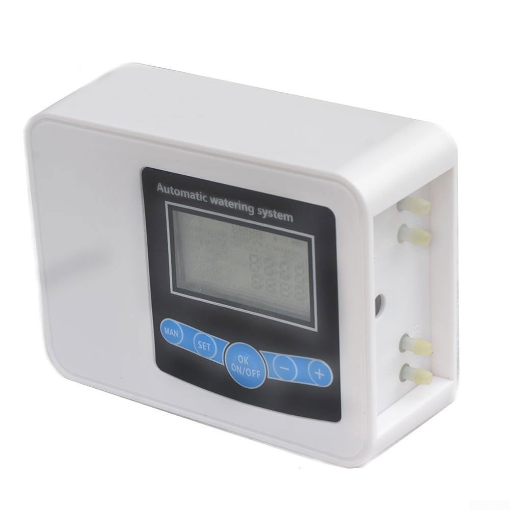 Zoegneer Solarbetriebener Rasensprenger mit Doppelpumpe, Bewässerungs-Timer mit eingebauter 1200 mAh Lithium-Batterie, USB-Aufladung, regendicht, leiser Kupfermotor, einstellbarer Durchfluss