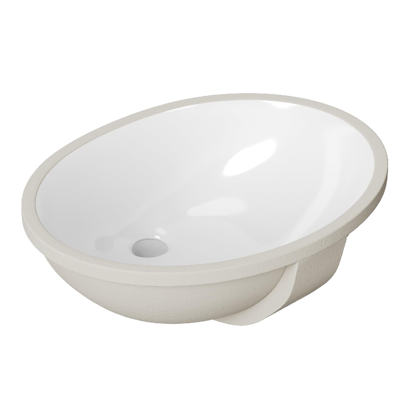 ARIEL 16" x 19.63" Oval Undermount Bathroom Sink Vanity In White, Porcelain UPC Certified Material, Space-Saving, Overflow-Proof, Modern Design